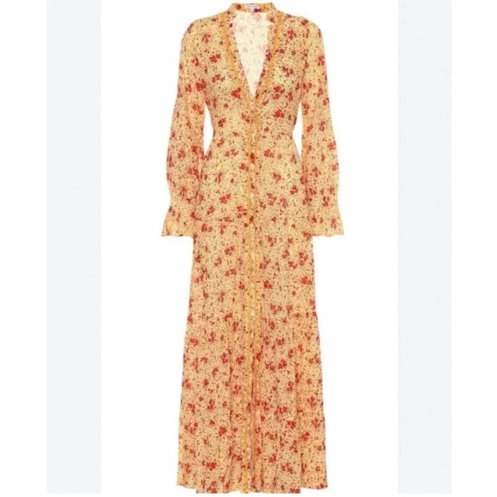Poupette St. Bart Rita Floral Maxi Dress Pink Yellow Size Medium - Picture 2 of 12